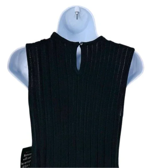 Pomander Place NEW Black Knit Adi Sleeveless A Line Classic Mini Dress Size L
